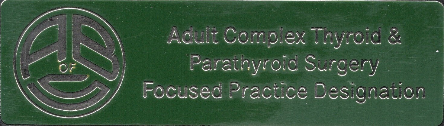 Adult Complex Thyroid and Parathyroid Surgery Focused Practice Designation — ABS plaque